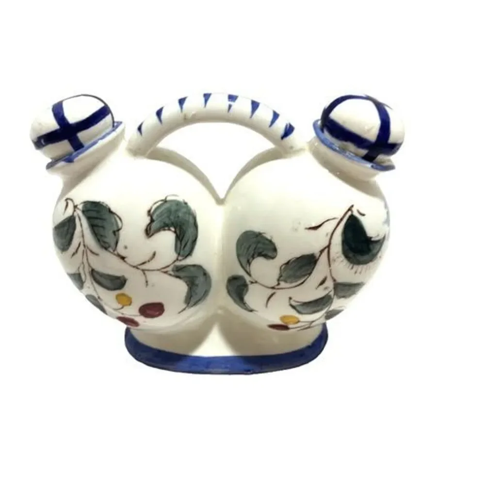 Oil And Vinegar Cruet NASCO Hand Painted Japan Vintage Rooster and Floral Design